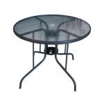 Маса со стакло Ø-90 Темно сива