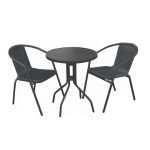 Сет 2 столчиња и маса Ø 60 (црни)