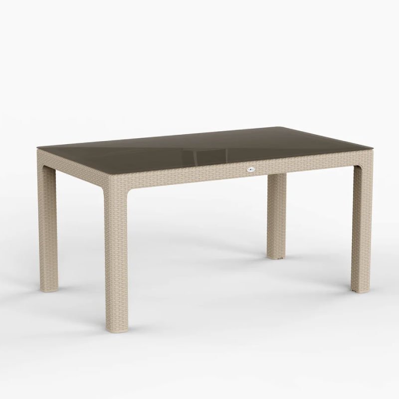 Ратан маса со стакло капучино