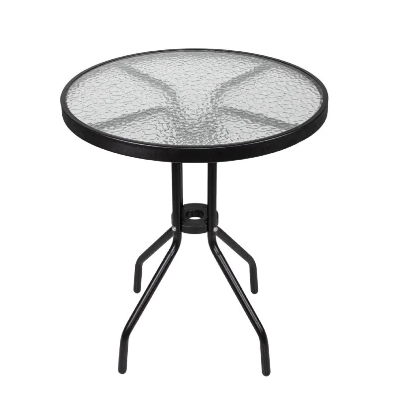 Метална маса со стакло црна