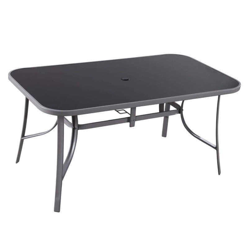 Метална маса 150x90 со црно стакло 78312